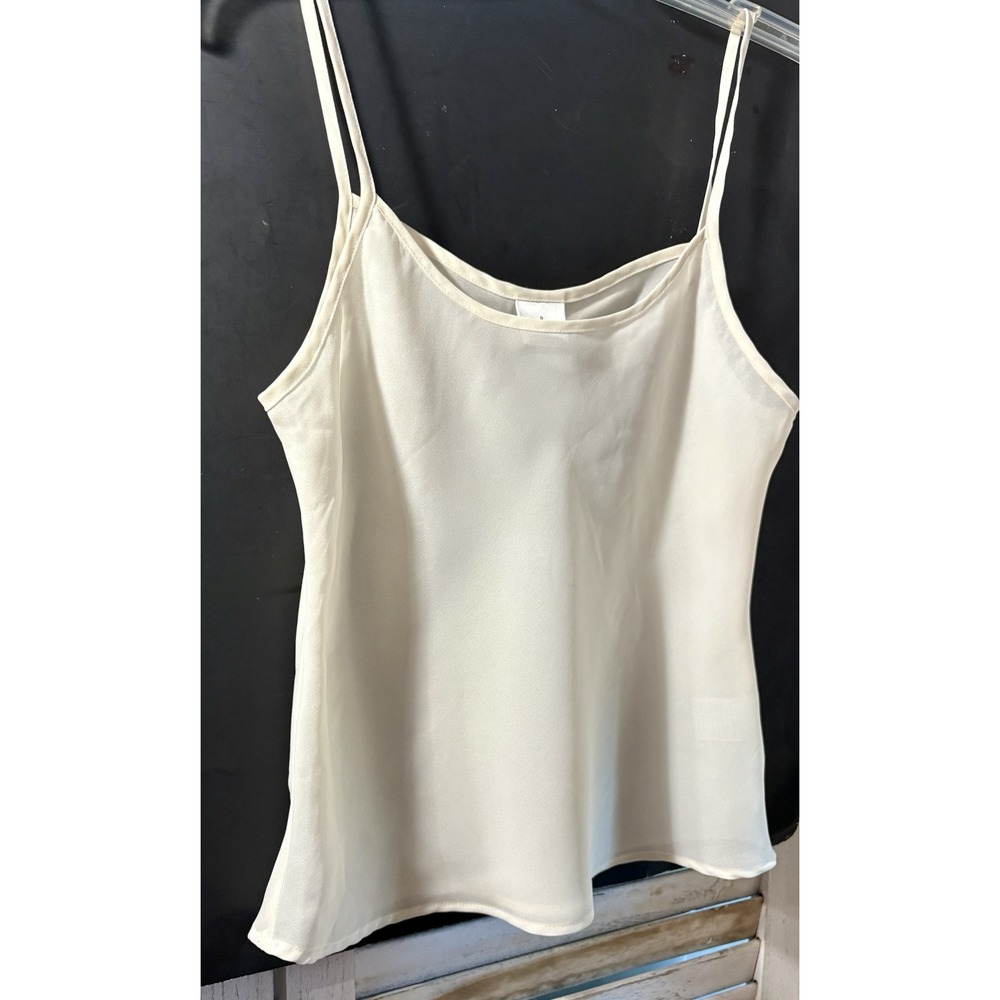 Scoop Neck Semi Sheer Camisole 8  M  Cream Tank Top Wardrobe Staple Airey